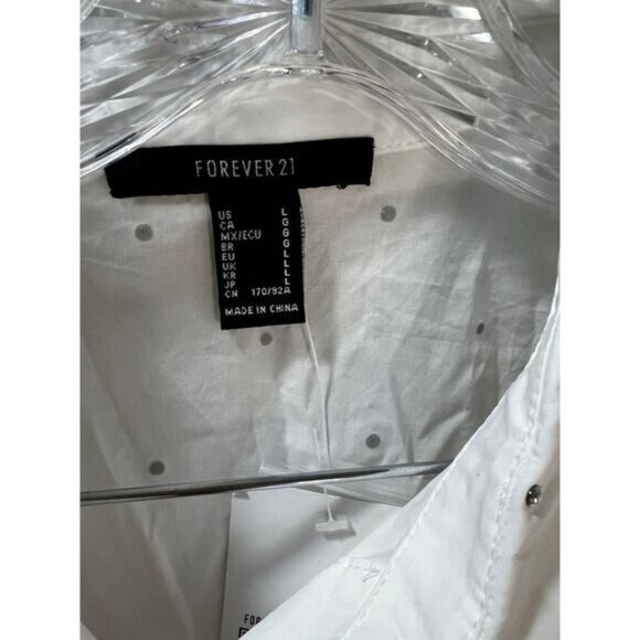 NWT Forever 21 Embellished White Crop‎ Shirt Large - Picture 6 of 6
